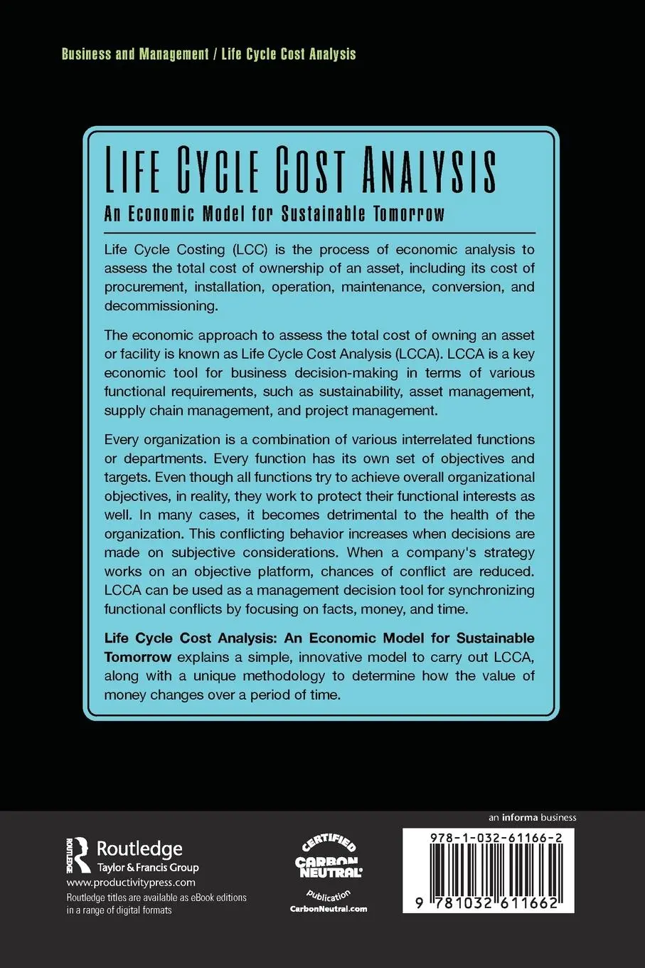 Rückseite: 9781032611662 | Life Cycle Cost Analysis | An Economic Model for Sustainable Tomorrow
