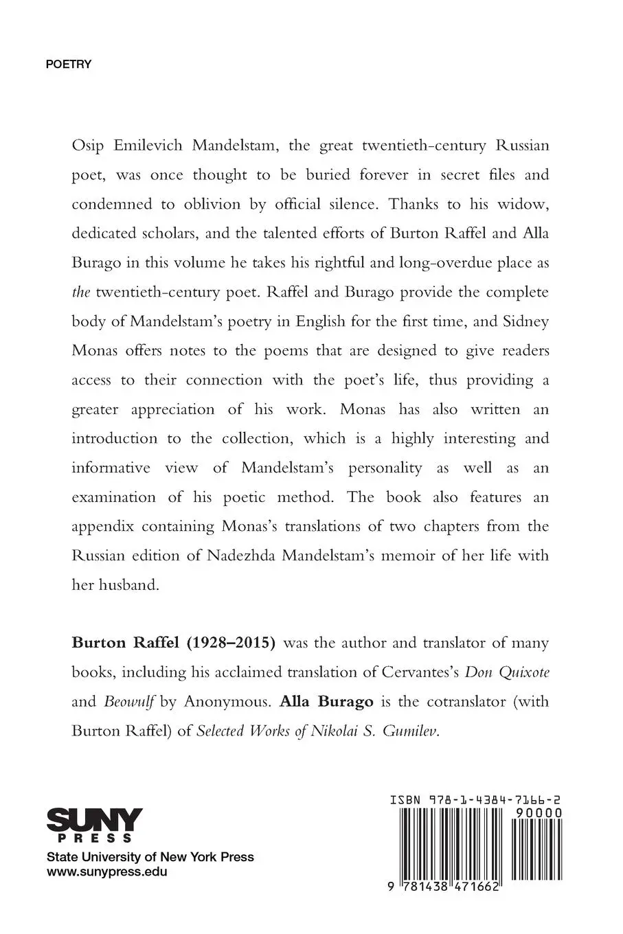 Rückseite: 9781438471662 | Complete Poetry of Osip Emilevich Mandelstam | Taschenbuch | Englisch