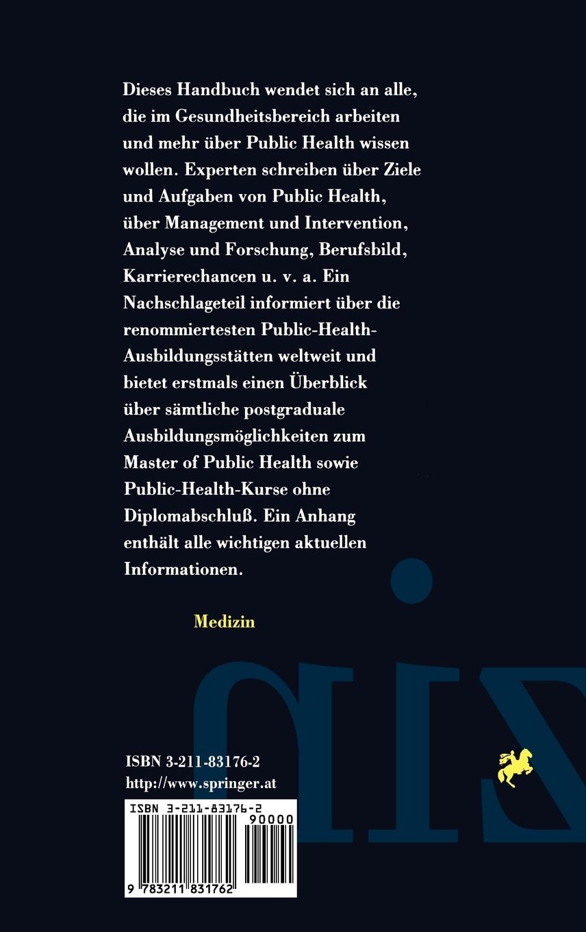 Rückseite: 9783211831762 | Das Handbuch Public Health | Gerhard Polak | Buch | xix | Deutsch