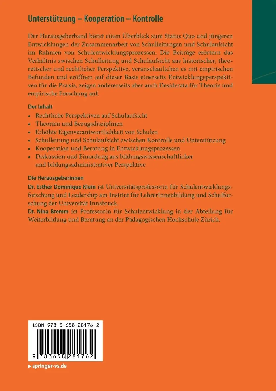 Rückseite: 9783658281762 | Unterstützung - Kooperation - Kontrolle | Nina Bremm (u. a.) | Buch