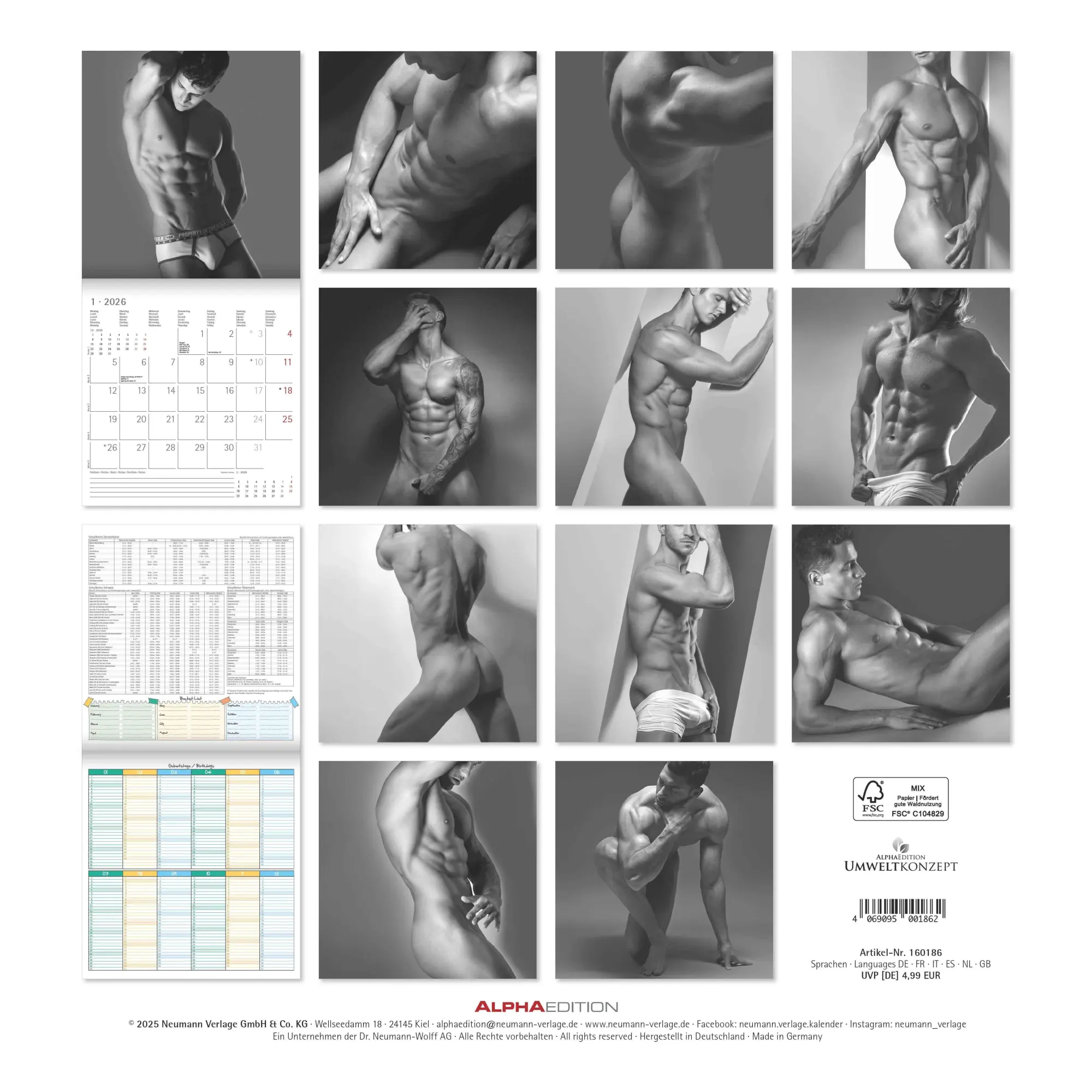 Rückseite: 4069095001862 | Masculine 2026 - Broschürenkalender 30x30 cm (30x60 geöffnet) -...