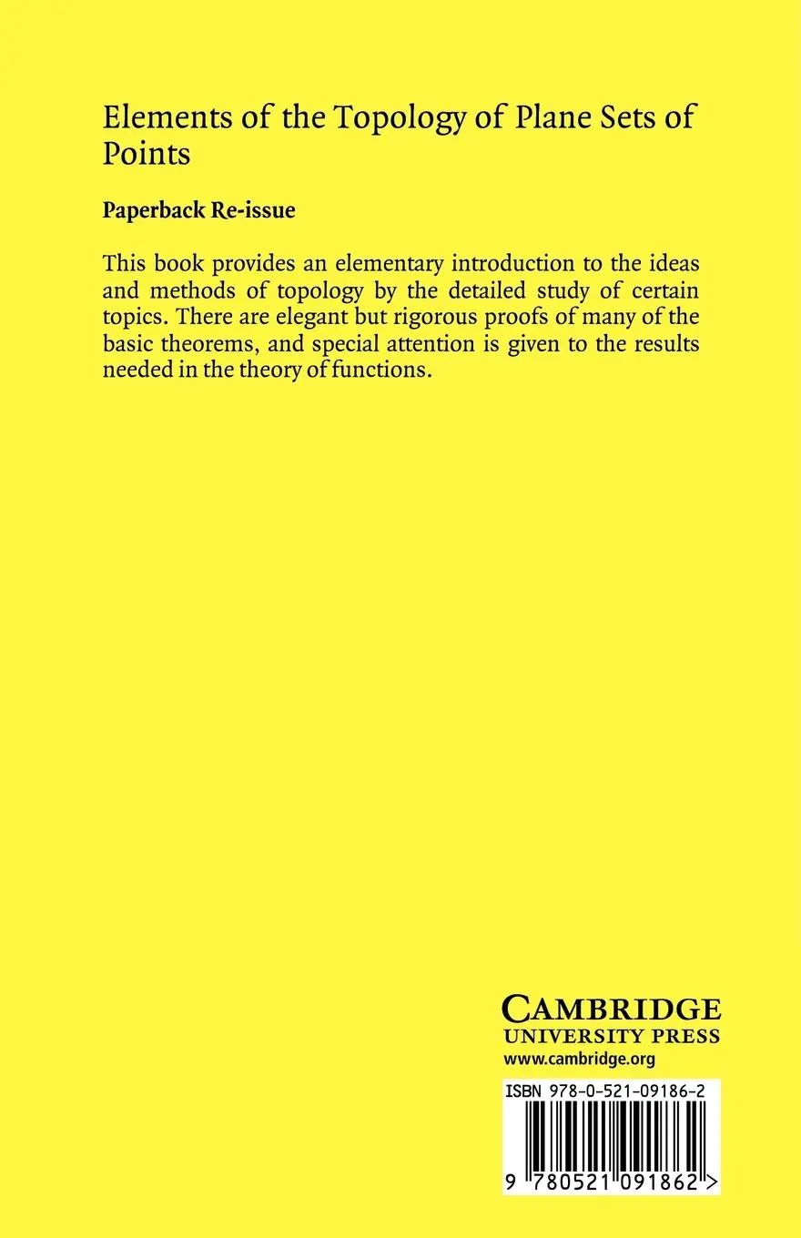Rückseite: 9780521091862 | Elements of the Topology of Plane Sets of Points | M. H. A. Newman