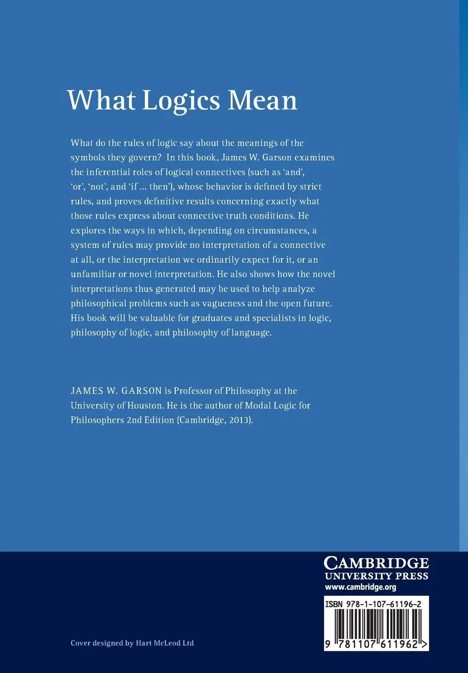 Rückseite: 9781107611962 | What Logics Mean | James W. Garson | Taschenbuch | Englisch | 2013