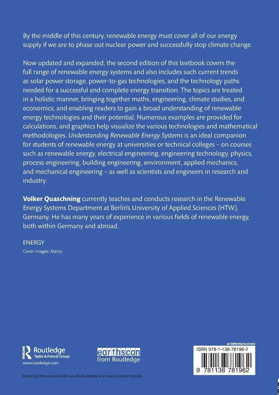 Rückseite: 9781138781962 | Understanding Renewable Energy Systems | Volker Quaschning | Buch