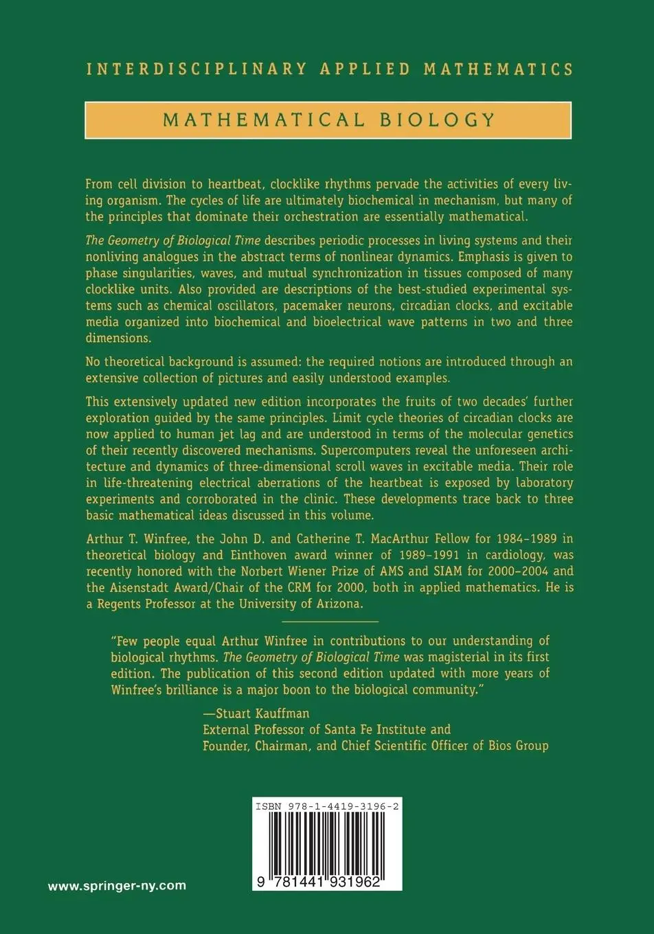 Rückseite: 9781441931962 | The Geometry of Biological Time | Arthur T. Winfree | Taschenbuch