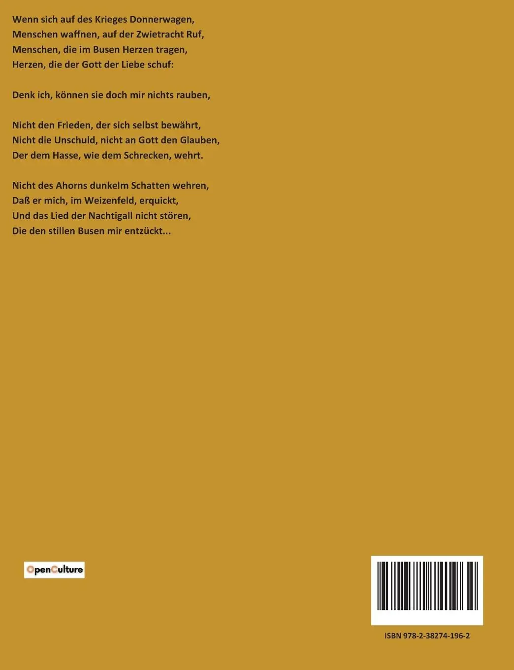 Rückseite: 9782382741962 | Gedichte | Heinrich Von Kleist | Taschenbuch | Paperback | 70 S.