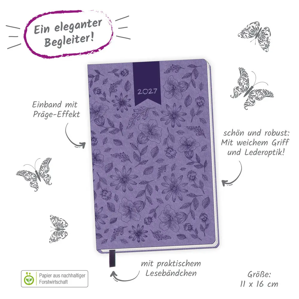 Bild: 4251901512062 | TRÖTSCH - Taschenkalender A6 Soft Touch Blumen 2027 | KG | Kalender