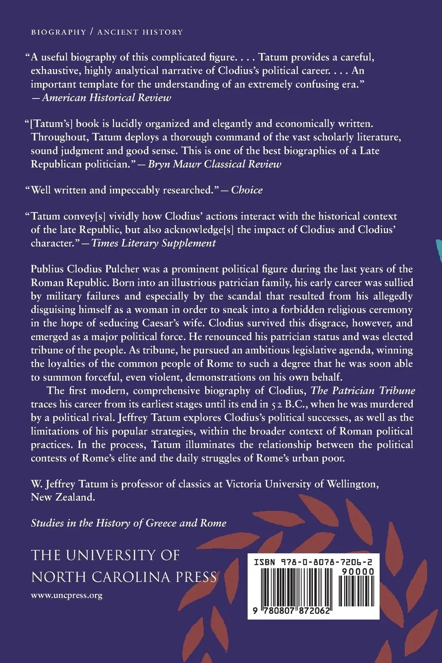 Rückseite: 9780807872062 | The Patrician Tribune | Publius Clodius Pulcher | W. Jeffrey Tatum