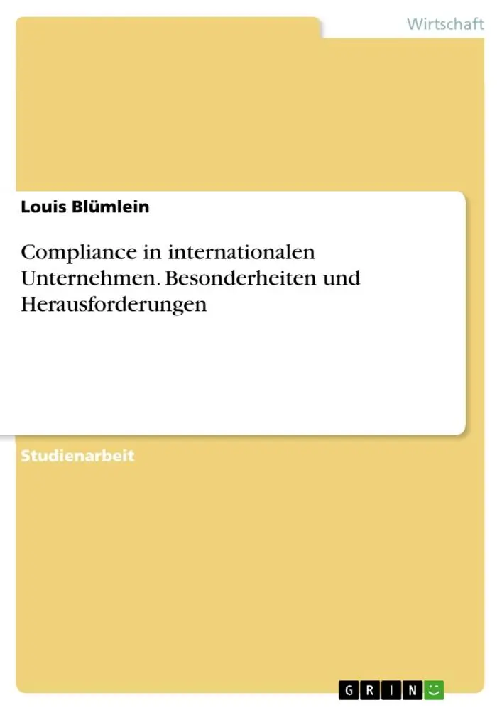 Cover: 9783346372062 | Compliance in internationalen Unternehmen. Besonderheiten und...