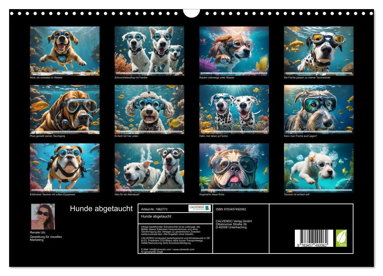Bild: 9783457492062 | Hunde abgetaucht (Wandkalender 2026 DIN A3 quer), CALVENDO...
