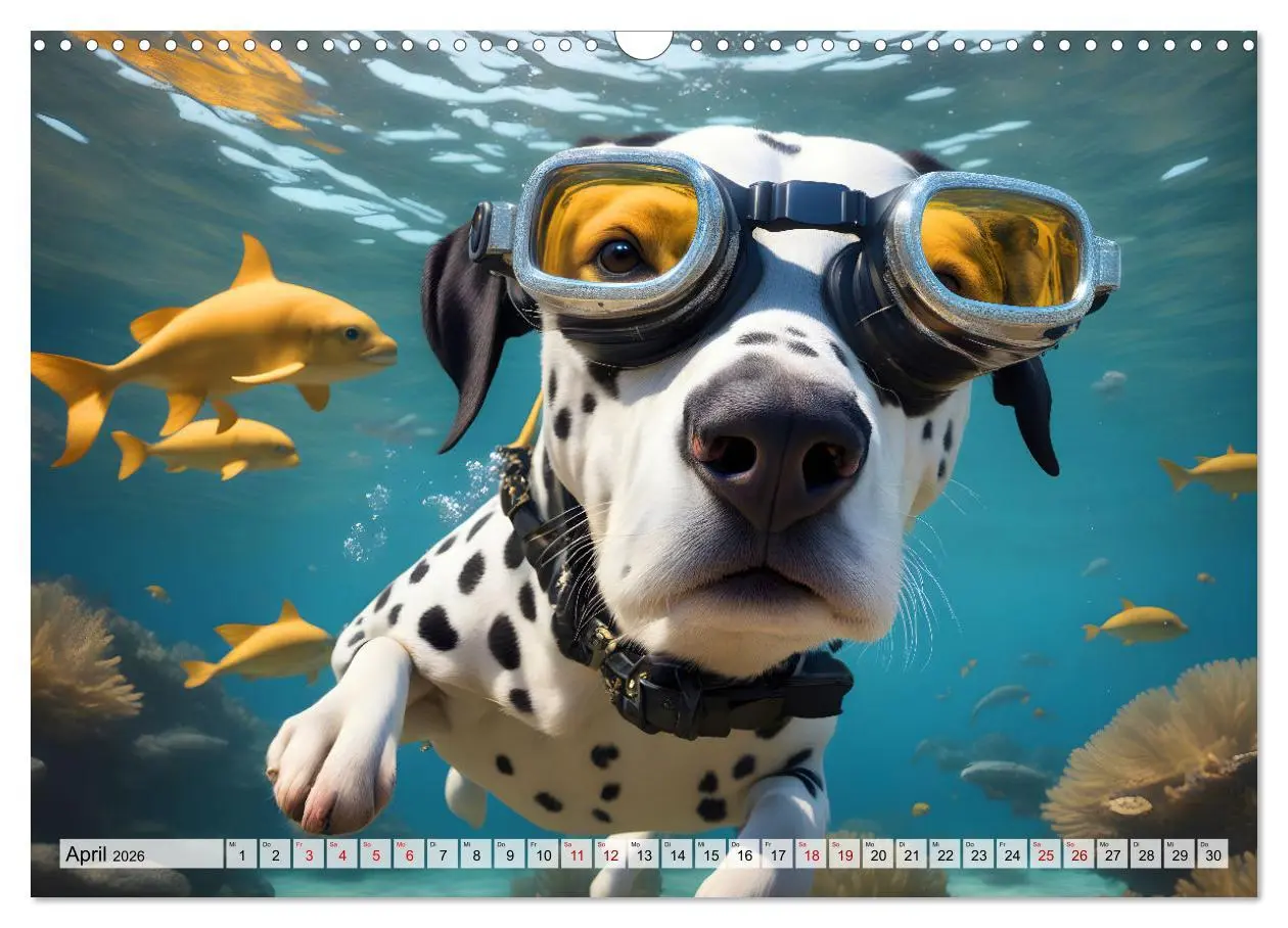 Bild: 9783457492062 | Hunde abgetaucht (Wandkalender 2026 DIN A3 quer), CALVENDO...
