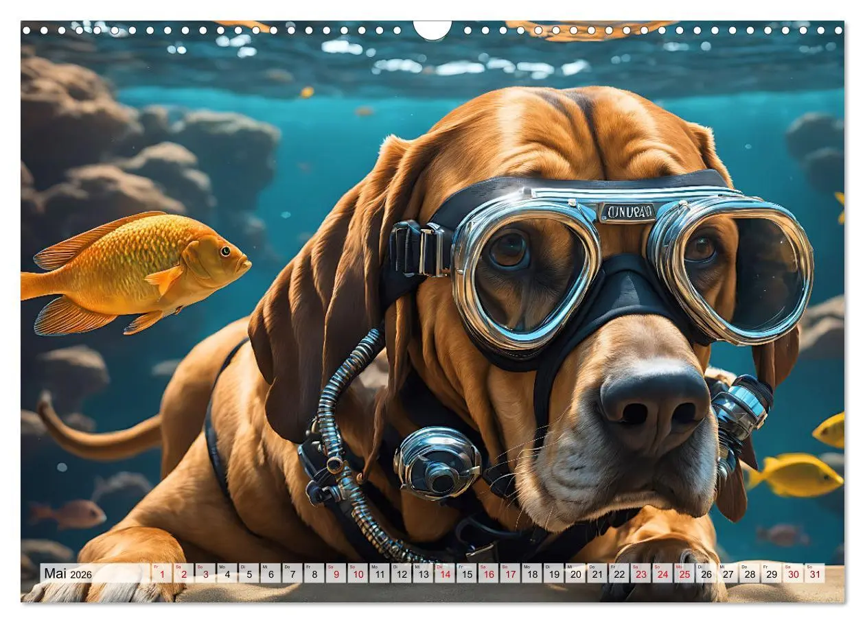 Bild: 9783457492062 | Hunde abgetaucht (Wandkalender 2026 DIN A3 quer), CALVENDO...