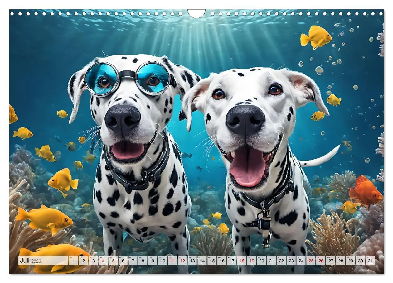 Bild: 9783457492062 | Hunde abgetaucht (Wandkalender 2026 DIN A3 quer), CALVENDO...