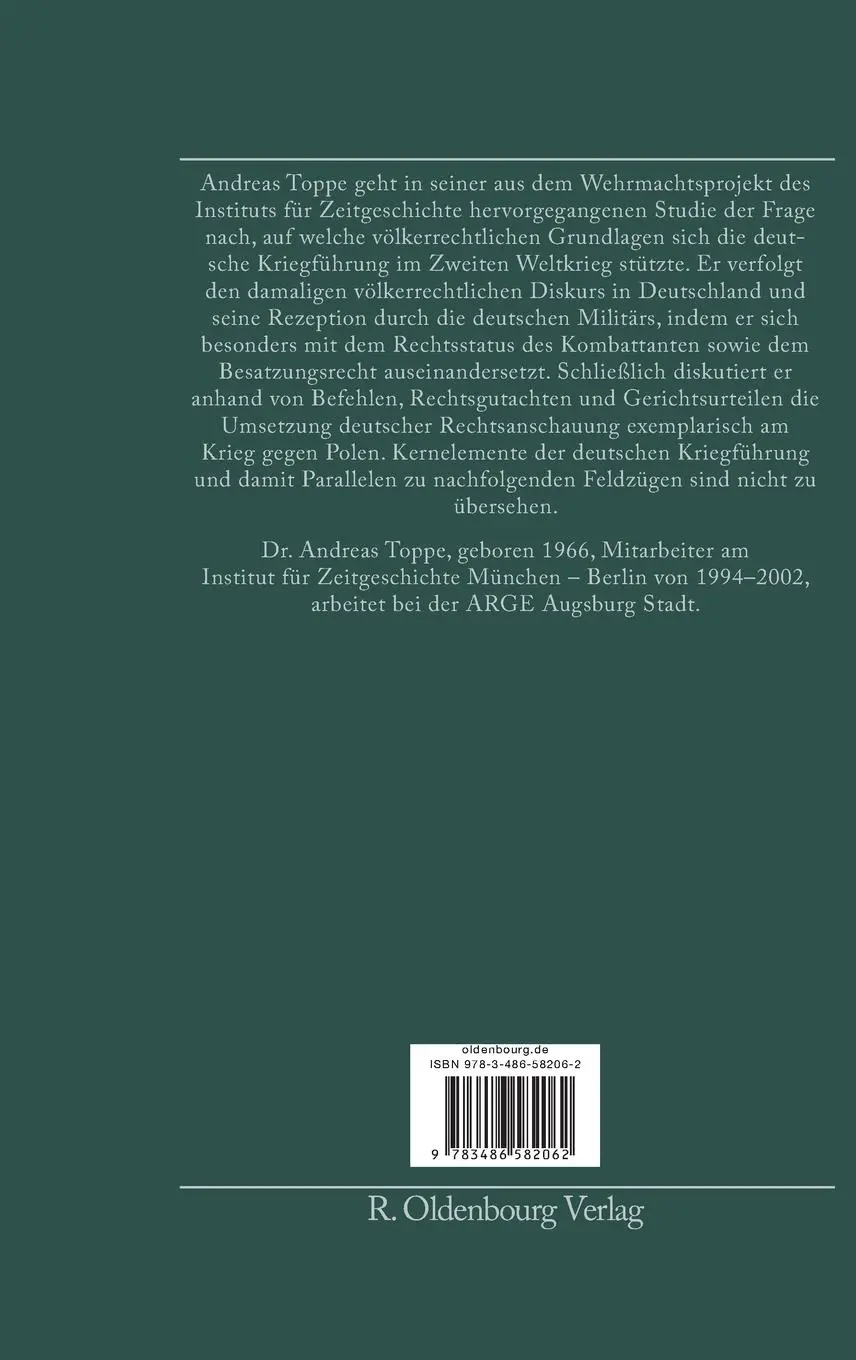 Rückseite: 9783486582062 | Militär und Kriegsvölkerrecht | Andreas Toppe | Buch | 467 S. | 2008