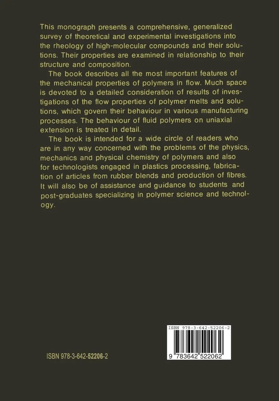 Rückseite: 9783642522062 | Rheology of Polymers | Viscoelasticity and Flow of Polymers | Buch