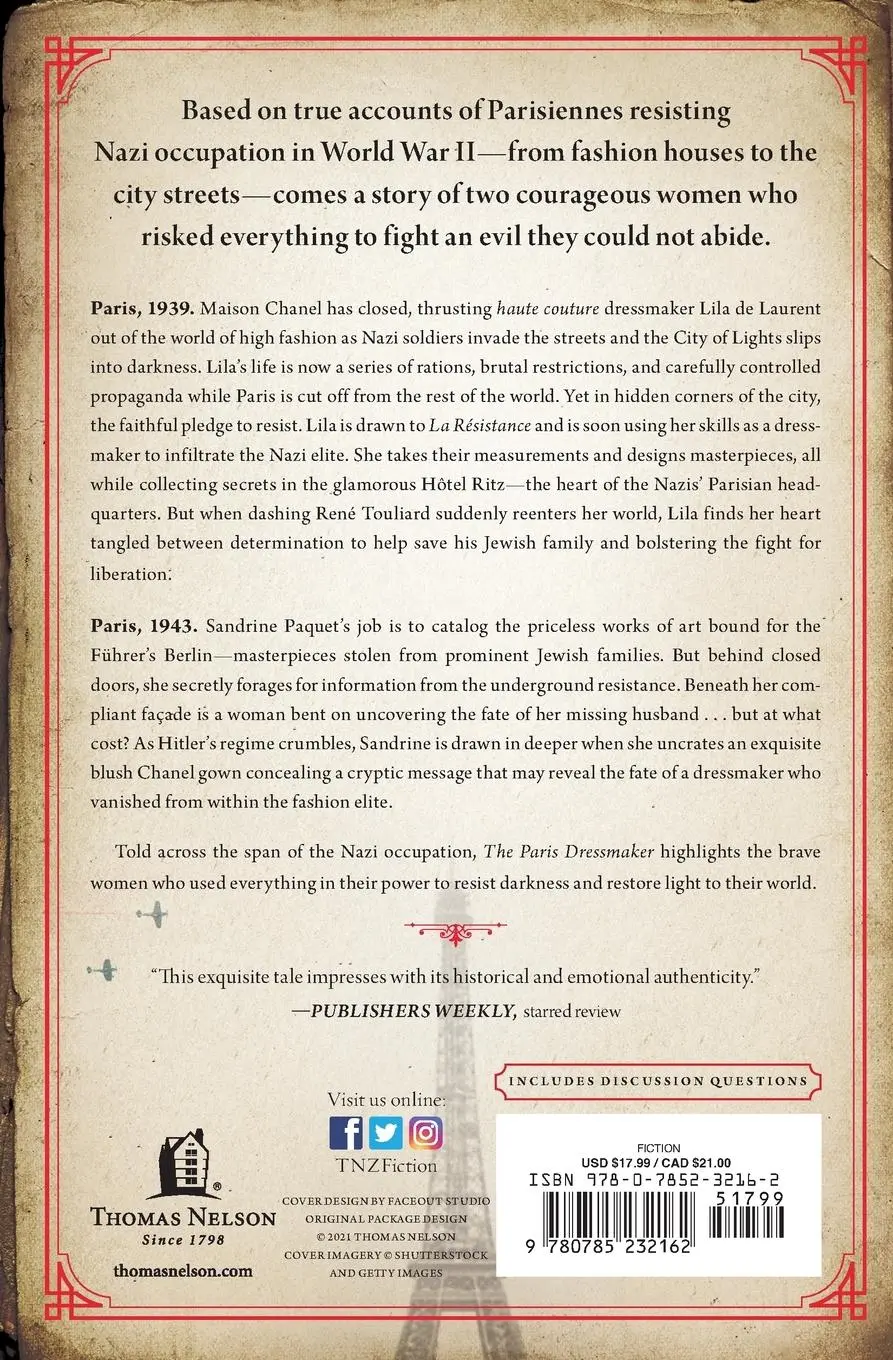Rückseite: 9780785232162 | The Paris Dressmaker | A Novel of WWII | Kristy Cambron | Taschenbuch