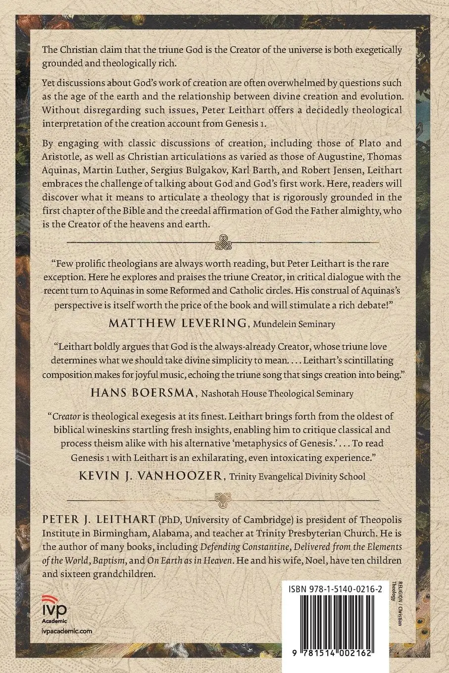 Rückseite: 9781514002162 | Creator | A Theological Interpretation of Genesis 1 | Leithart | Buch