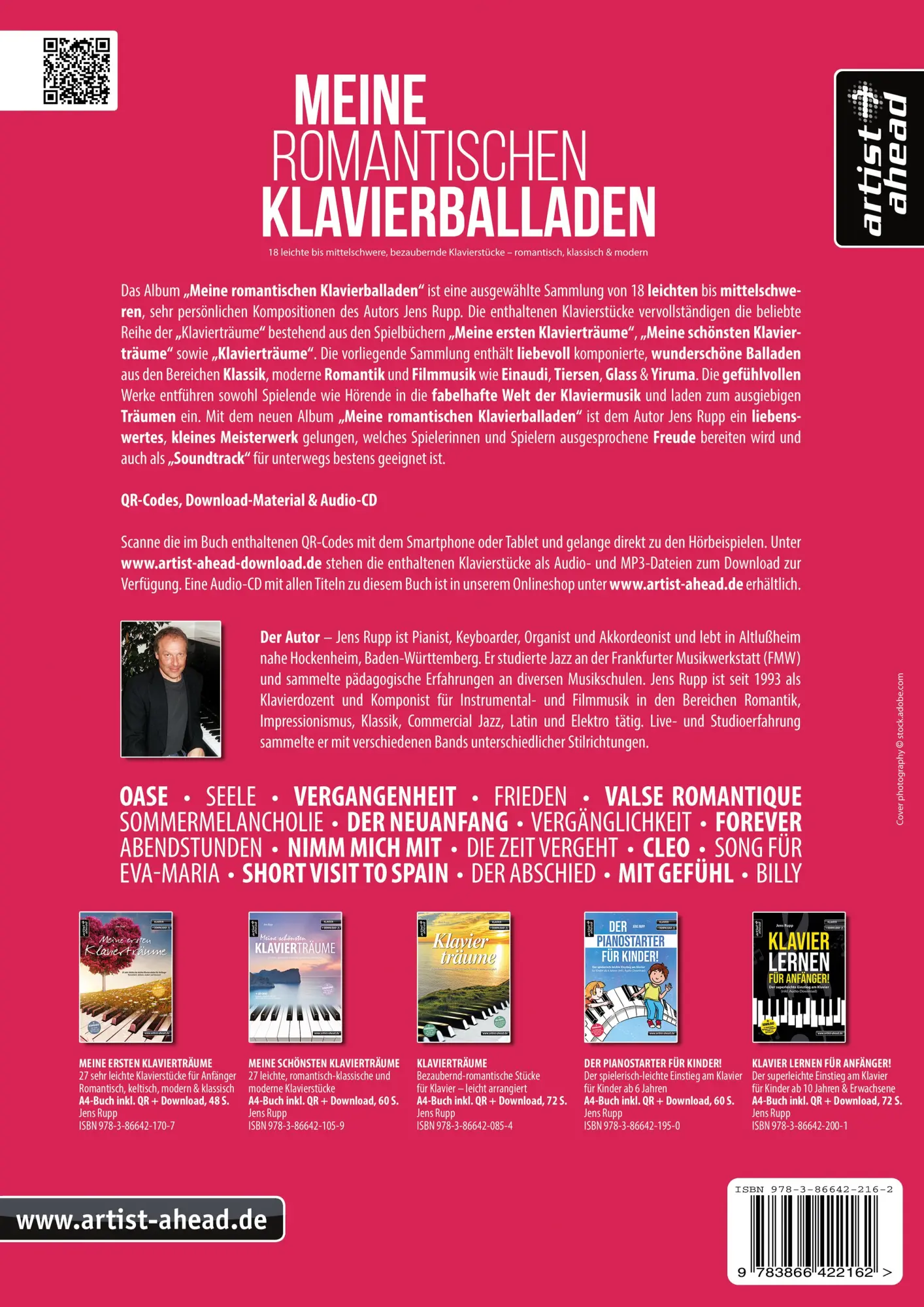 Rückseite: 9783866422162 | Meine romantischen Klavierballaden | Jens Rupp | Broschüre | 44 S.