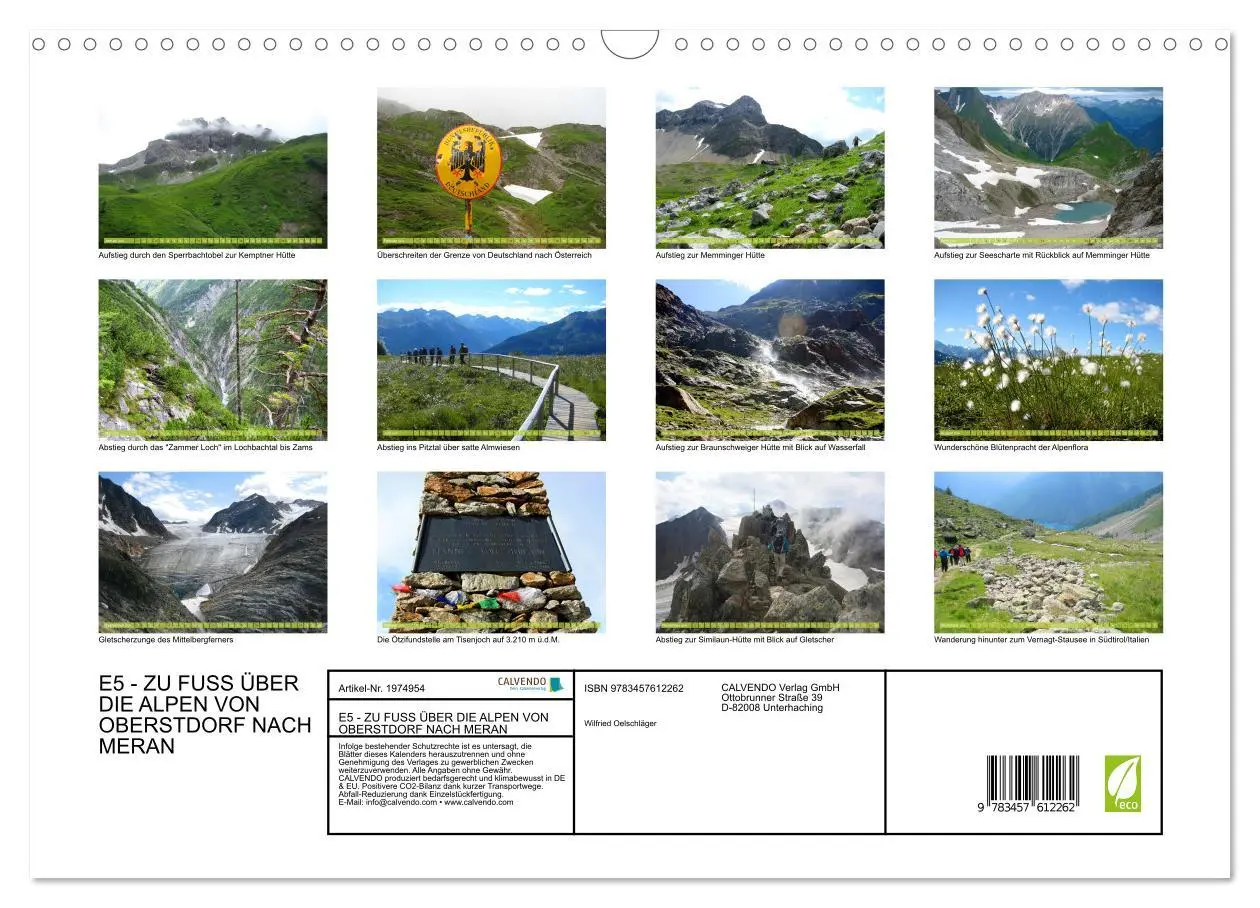 Bild: 9783457612262 | E5 - ZU FUSS ÜBER DIE ALPEN VON OBERSTDORF NACH MERAN (Wandkalender...