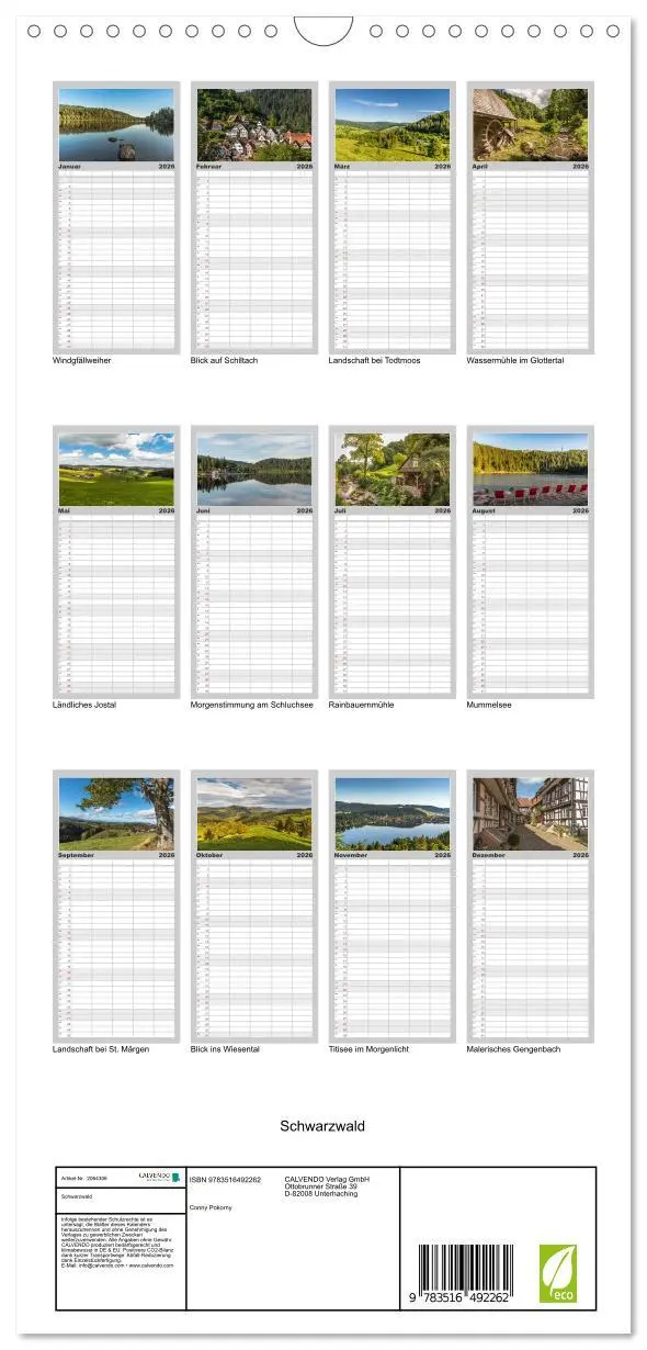 Bild: 9783516492262 | Familienplaner 2026 - Schwarzwald mit 5 Spalten (Wandkalender, 21 x...
