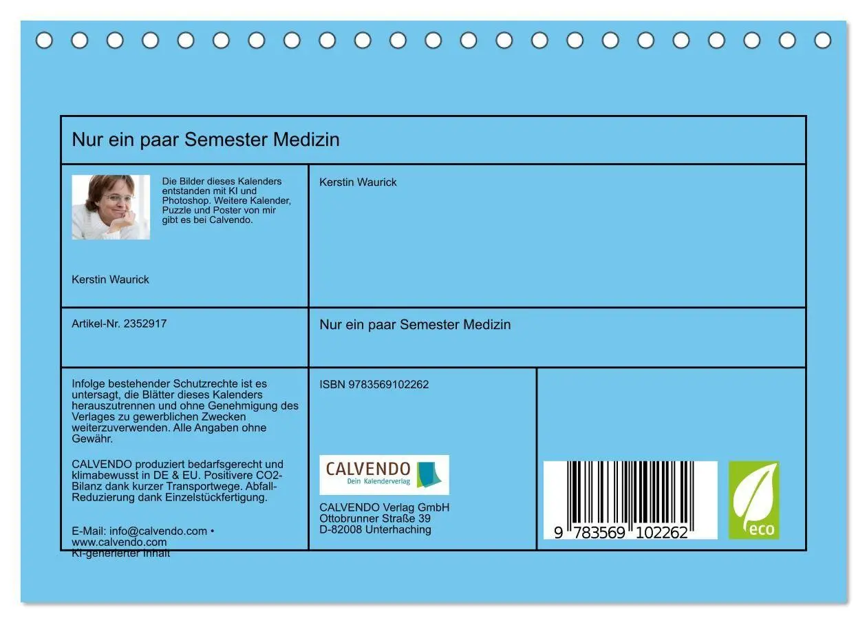 Bild: 9783569102262 | Nur ein paar Semester Medizin (Tischkalender 2027 DIN A5 quer),...