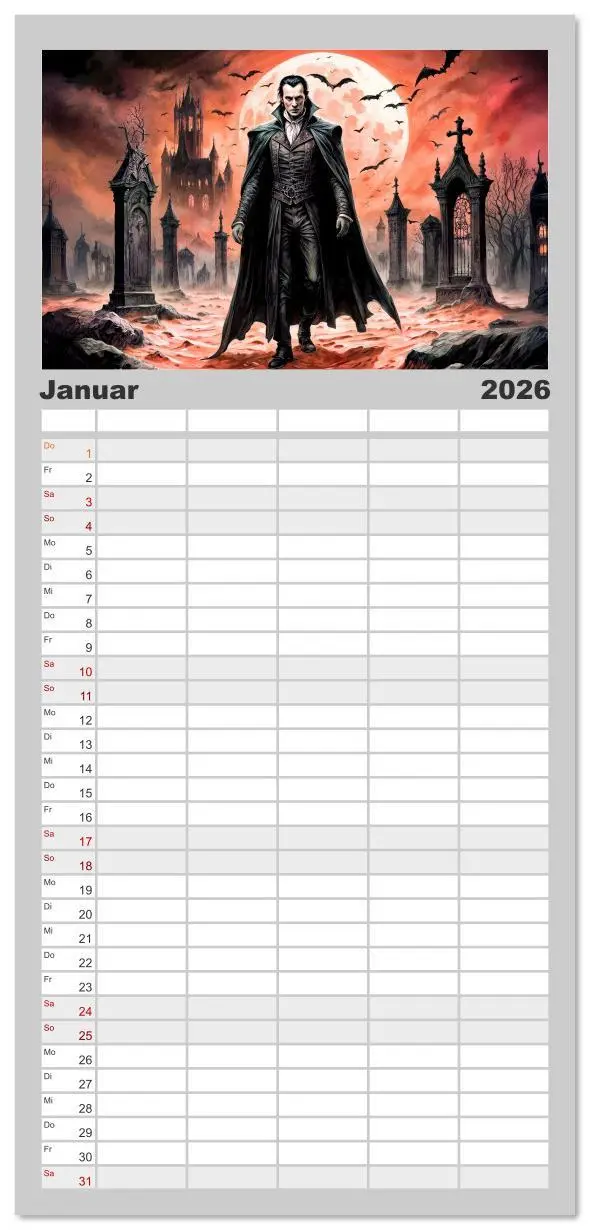 Bild: 9783516612462 | Familienplaner 2026 - Finsternis der Vampire - Mystischer düsterer...