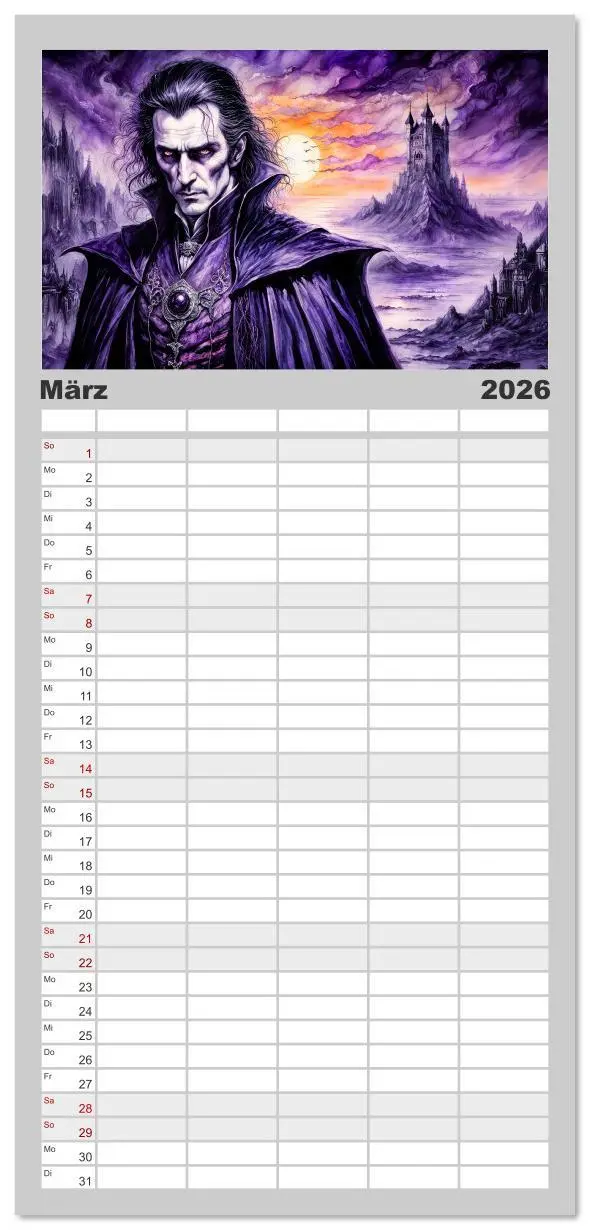 Bild: 9783516612462 | Familienplaner 2026 - Finsternis der Vampire - Mystischer düsterer...