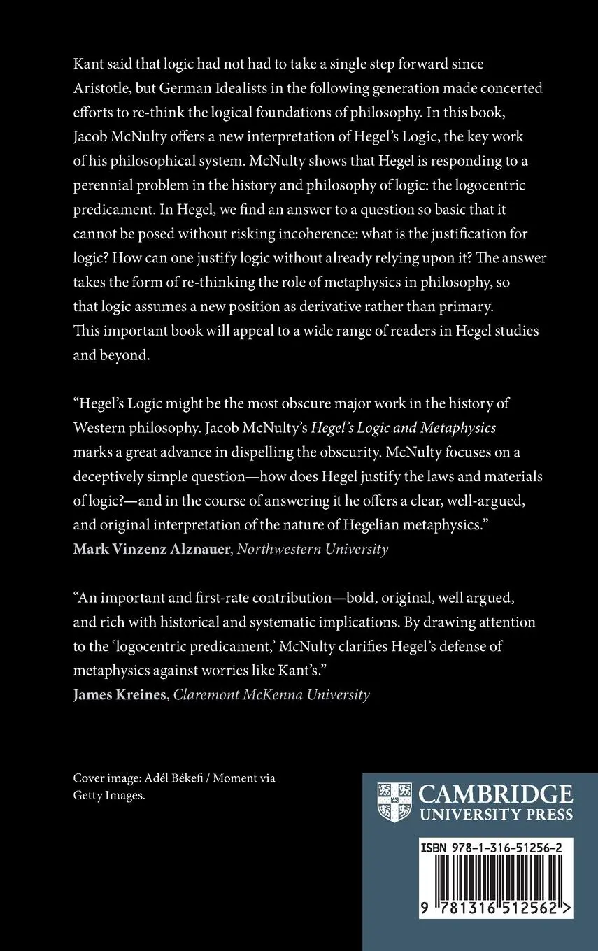Rückseite: 9781316512562 | Hegel's Logic and Metaphysics | Jacob McNulty | Buch | Gebunden | 2023