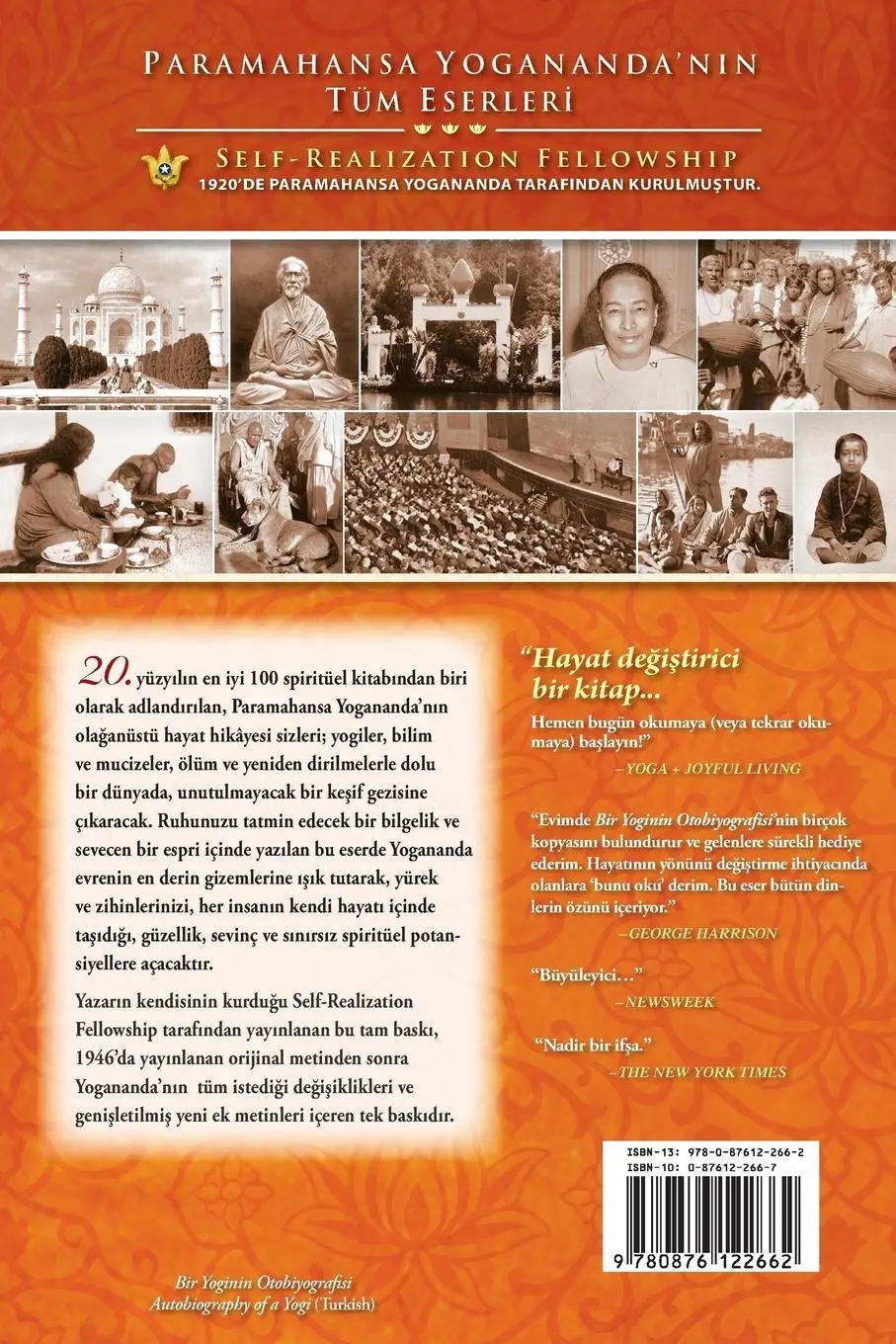Rückseite: 9780876122662 | Bir Yoginin Otobiografisi - Autobiography of a Yogi (Turkish) | Buch