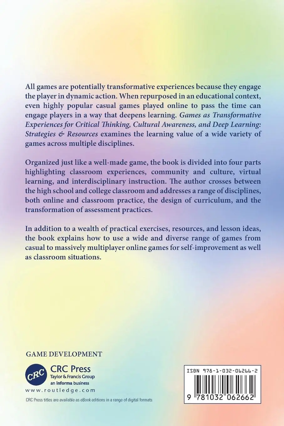 Rückseite: 9781032062662 | Games as Transformative Experiences for Critical Thinking, Cultural...
