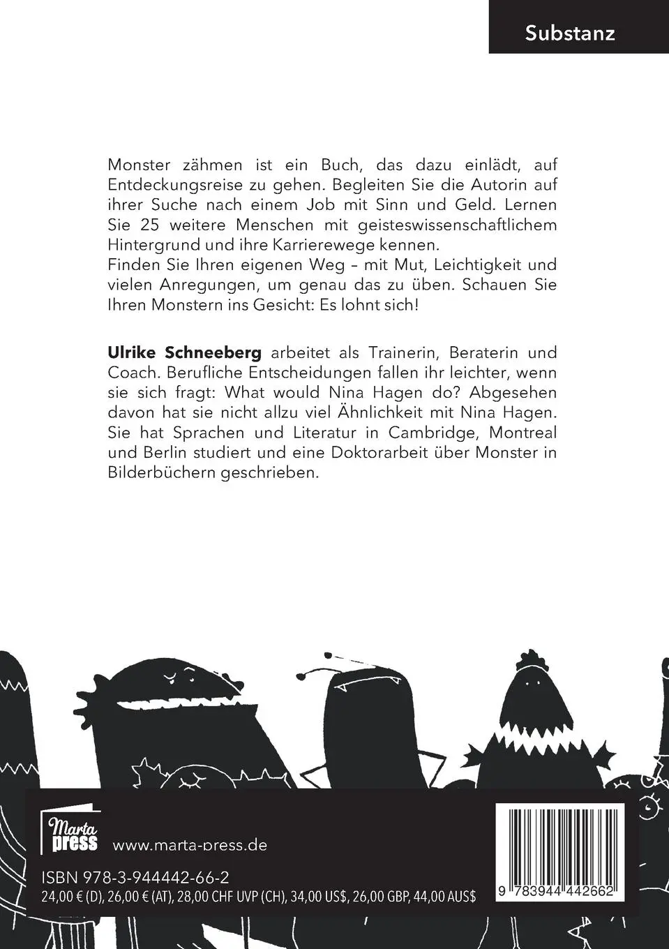 Rückseite: 9783944442662 | Monster zähmen | Ulrike Schneeberg | Taschenbuch | 288 S. | Deutsch
