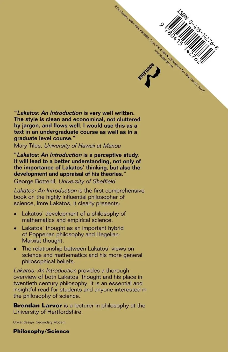Rückseite: 9780415142762 | Lakatos | An Introduction | Brendan Larvor | Taschenbuch | Englisch