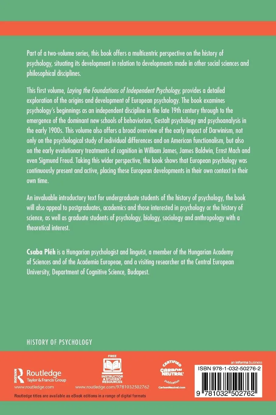 Rückseite: 9781032502762 | Laying the Foundations of Independent Psychology | Csaba Pléh | Buch
