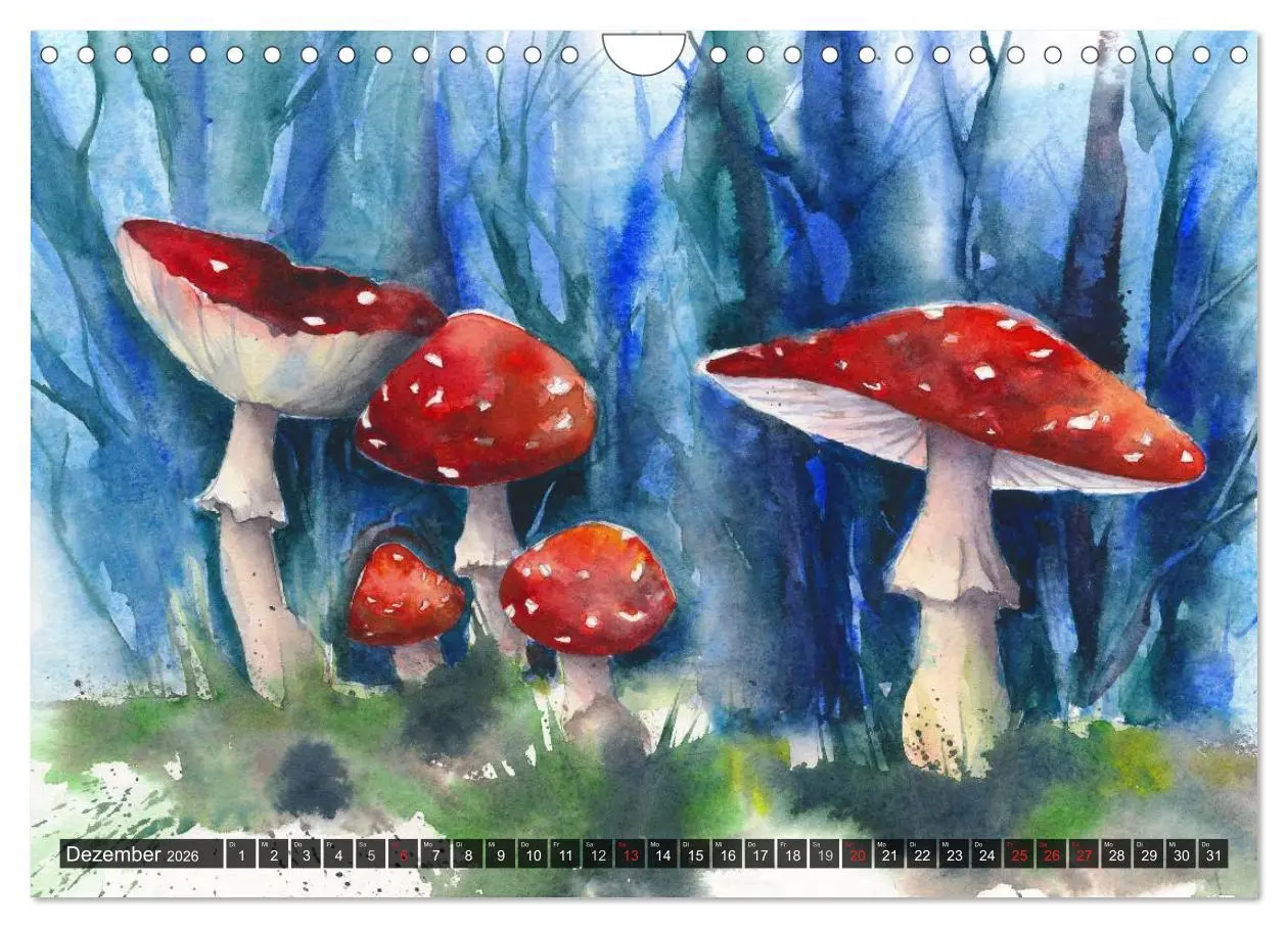 Bild: 9783516052862 | Pilze in Aquarell (Wandkalender 2026 DIN A4 quer), CALVENDO...
