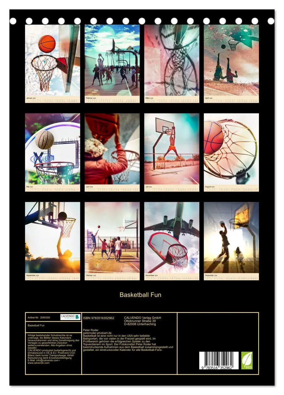 Bild: 9783516352962 | Basketball Fun (Tischkalender 2026 DIN A5 hoch), CALVENDO...