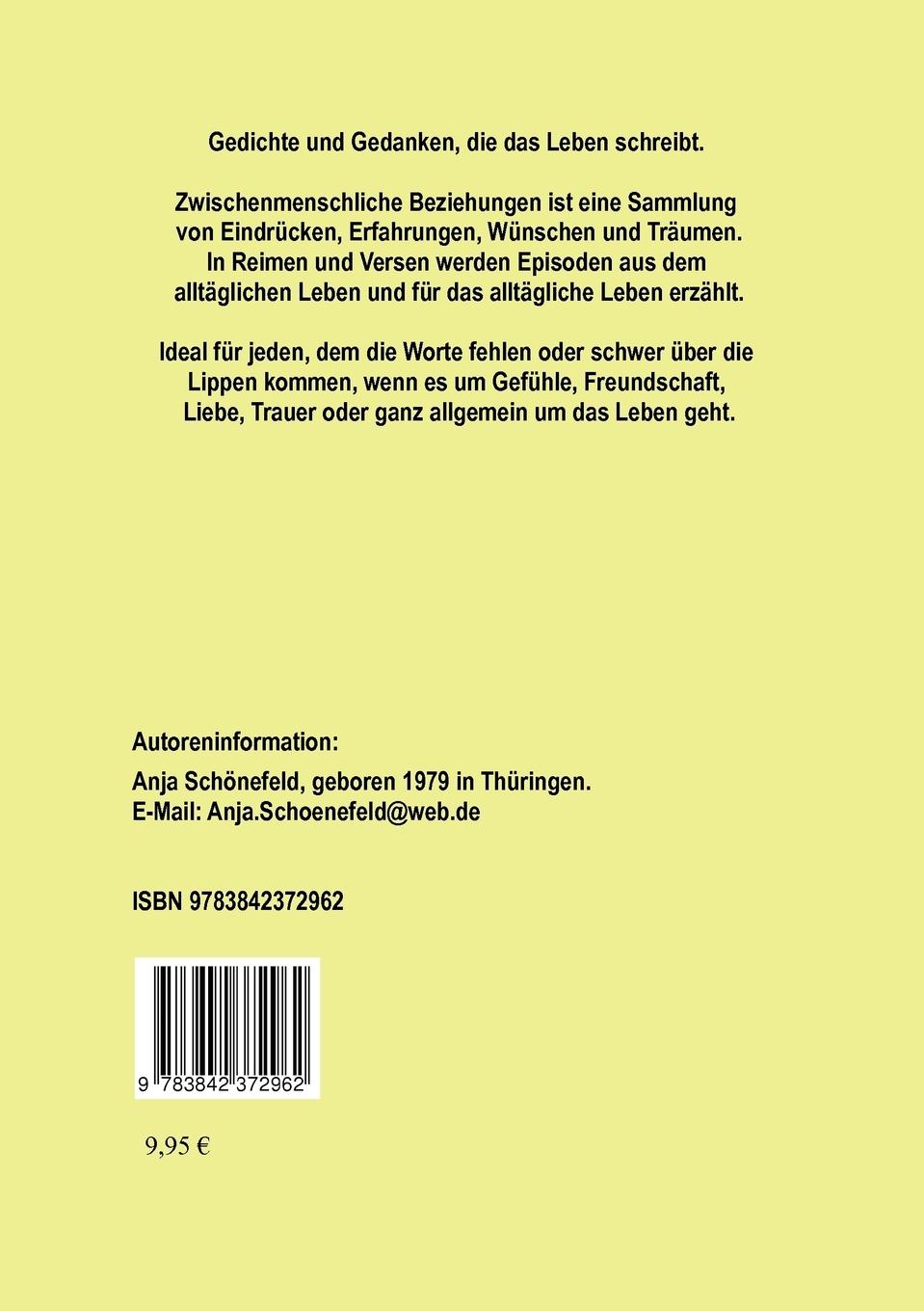 Rückseite: 9783842372962 | Zwischenmenschliche Beziehungen | Anja Schönefeld | Taschenbuch | 2011
