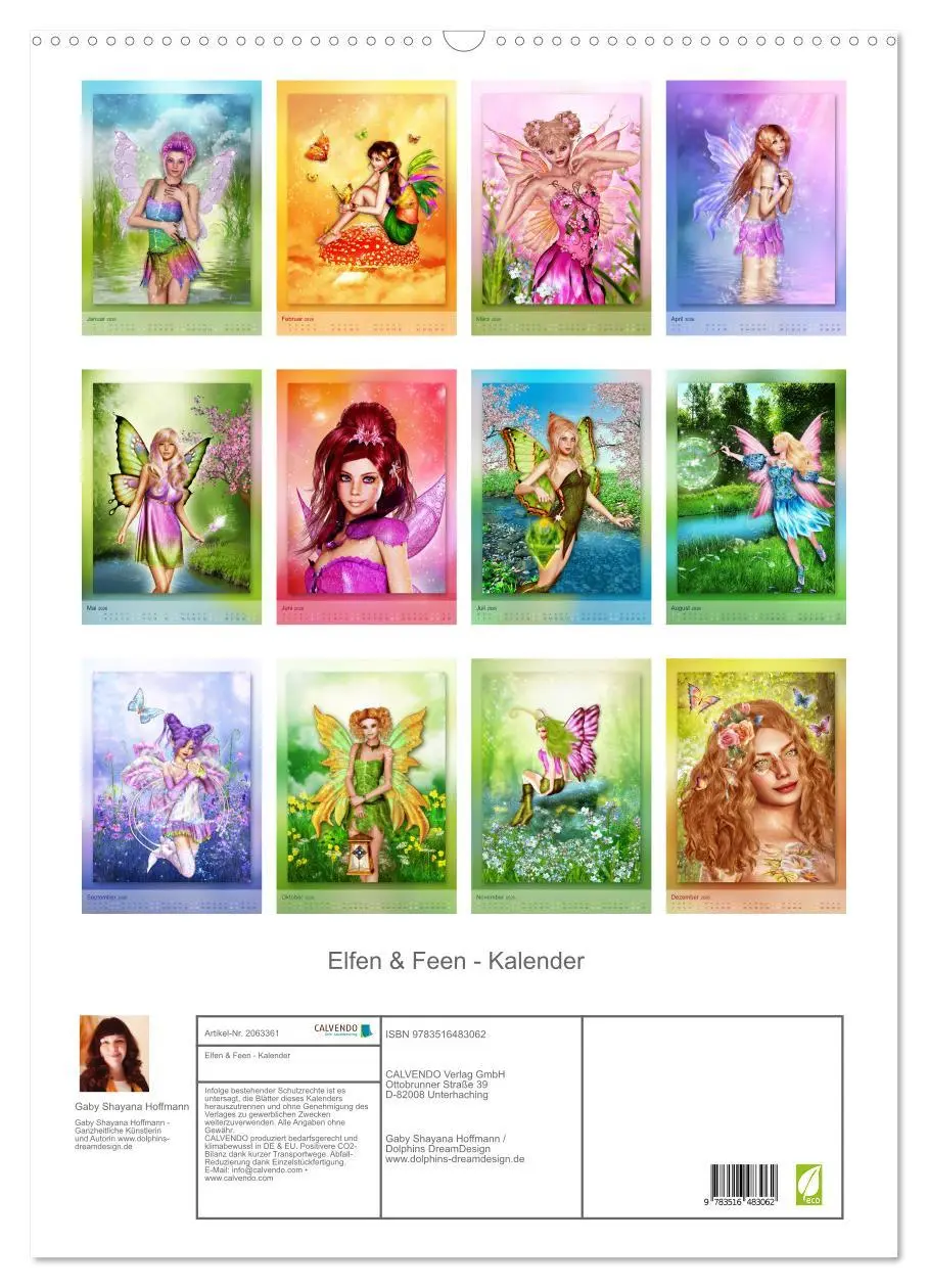 Bild: 9783516483062 | Elfen &amp; Feen - Kalender (Wandkalender 2026 DIN A2 hoch), CALVENDO...