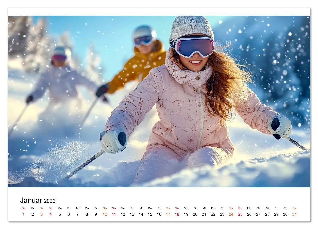 Bild: 9783516623062 | Skifahren - endlich Schnee (Wandkalender 2026 DIN A2 quer),...