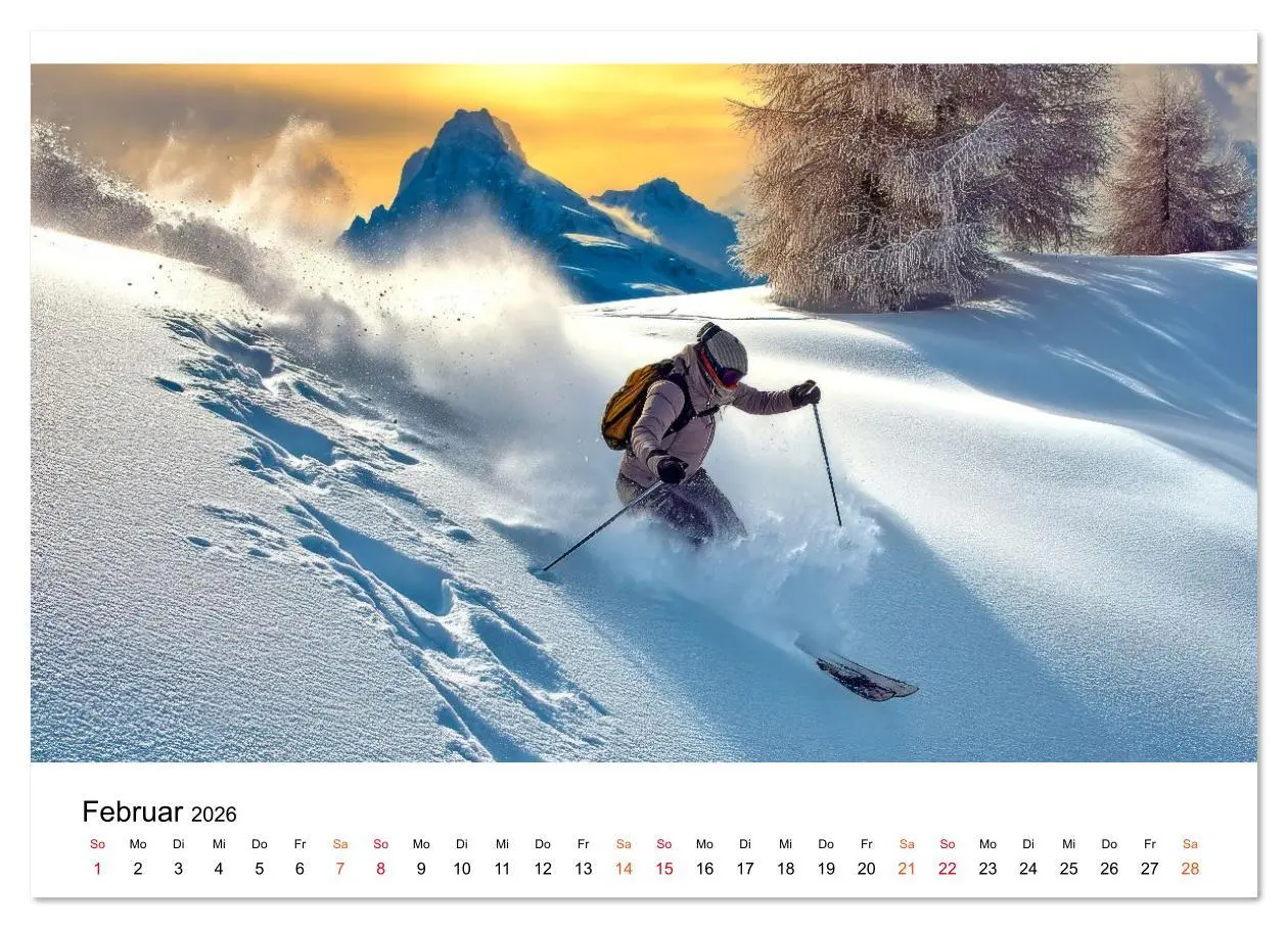 Bild: 9783516623062 | Skifahren - endlich Schnee (Wandkalender 2026 DIN A2 quer),...