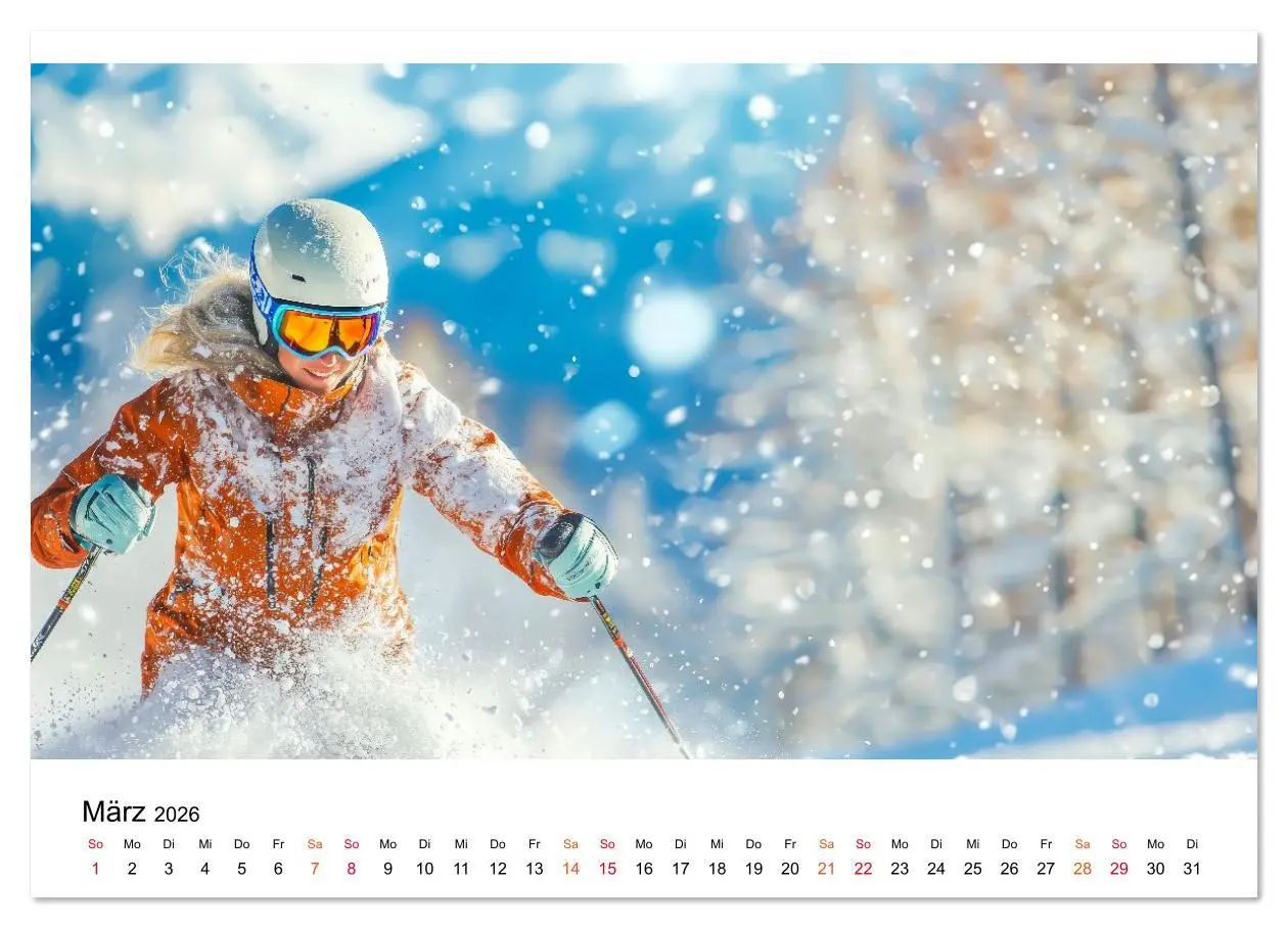 Bild: 9783516623062 | Skifahren - endlich Schnee (Wandkalender 2026 DIN A2 quer),...