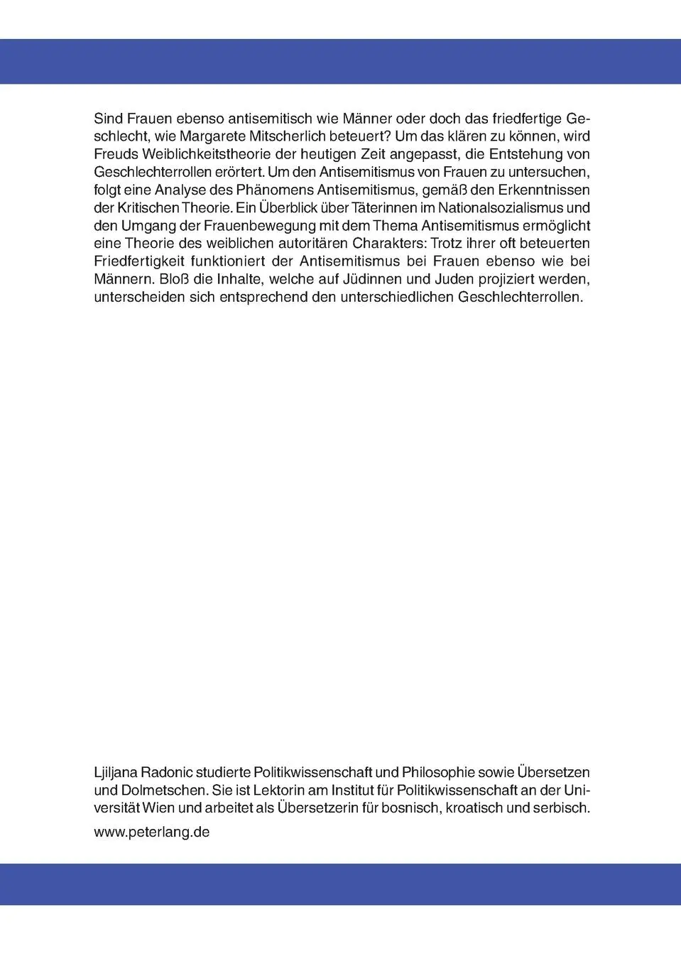Rückseite: 9783631533062 | Die friedfertige Antisemitin? | Ljiljana Radonic | Taschenbuch | 2004