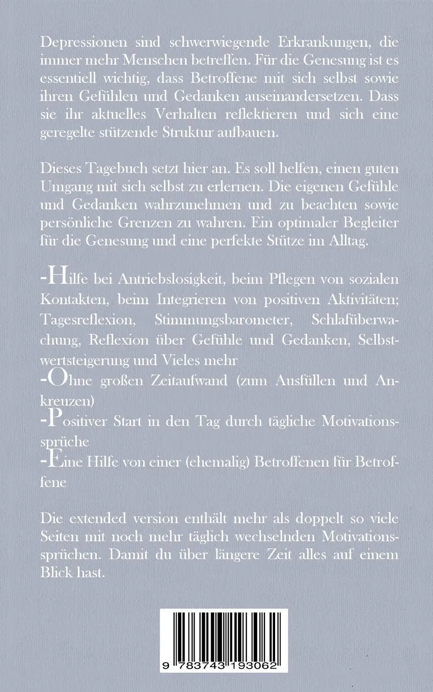 Rückseite: 9783743193062 | Keep Going - Das Tagebuch gegen Depressionen - extended version -...