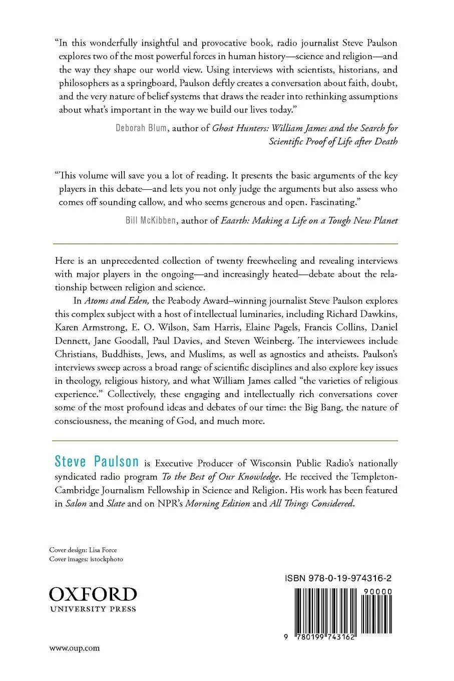 Rückseite: 9780199743162 | Atoms and Eden | Conversations on Religion and Science | Steve Paulson