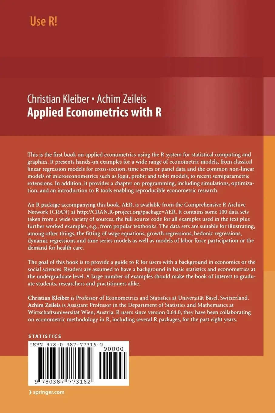 Rückseite: 9780387773162 | Applied Econometrics with R | Christian Kleiber (u. a.) | Taschenbuch