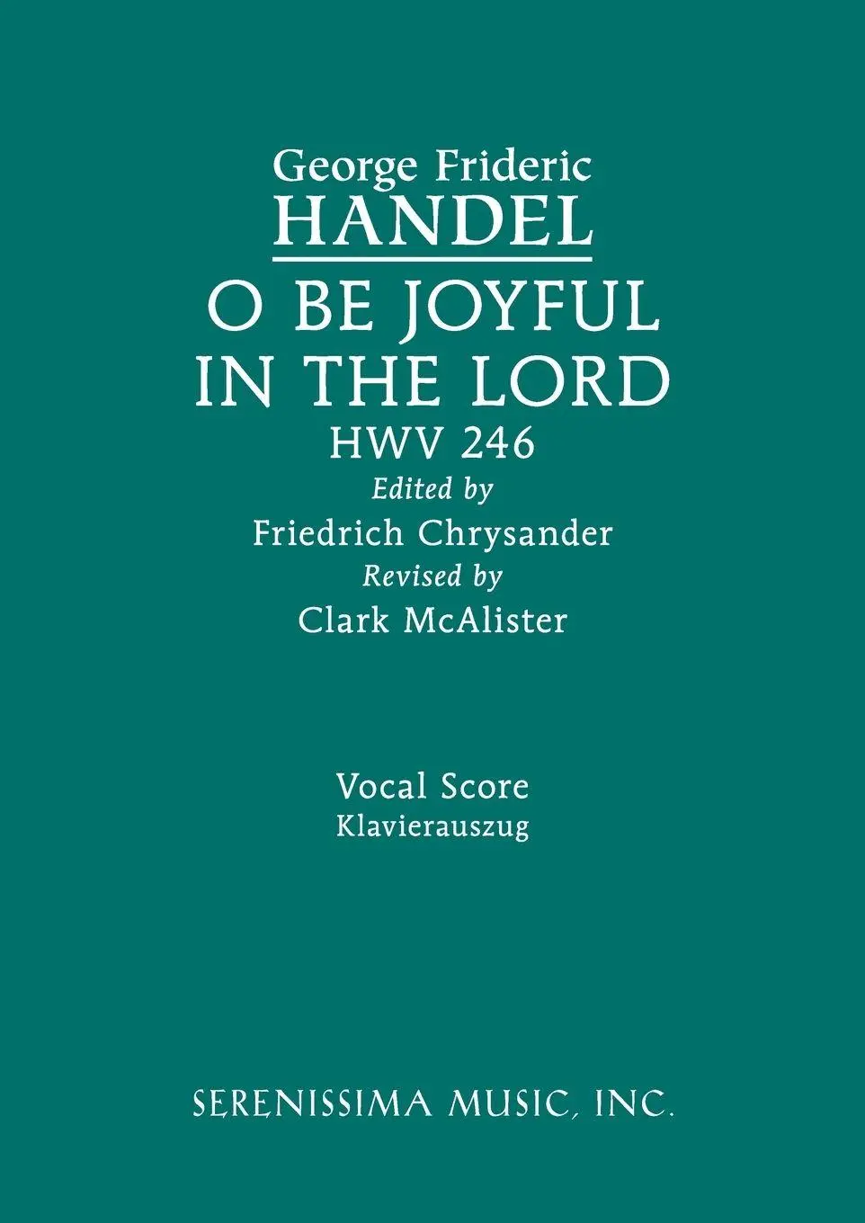 Cover: 9781608743162 | O be joyful in the Lord, HWV 246 | Vocal score | Handel | Taschenbuch