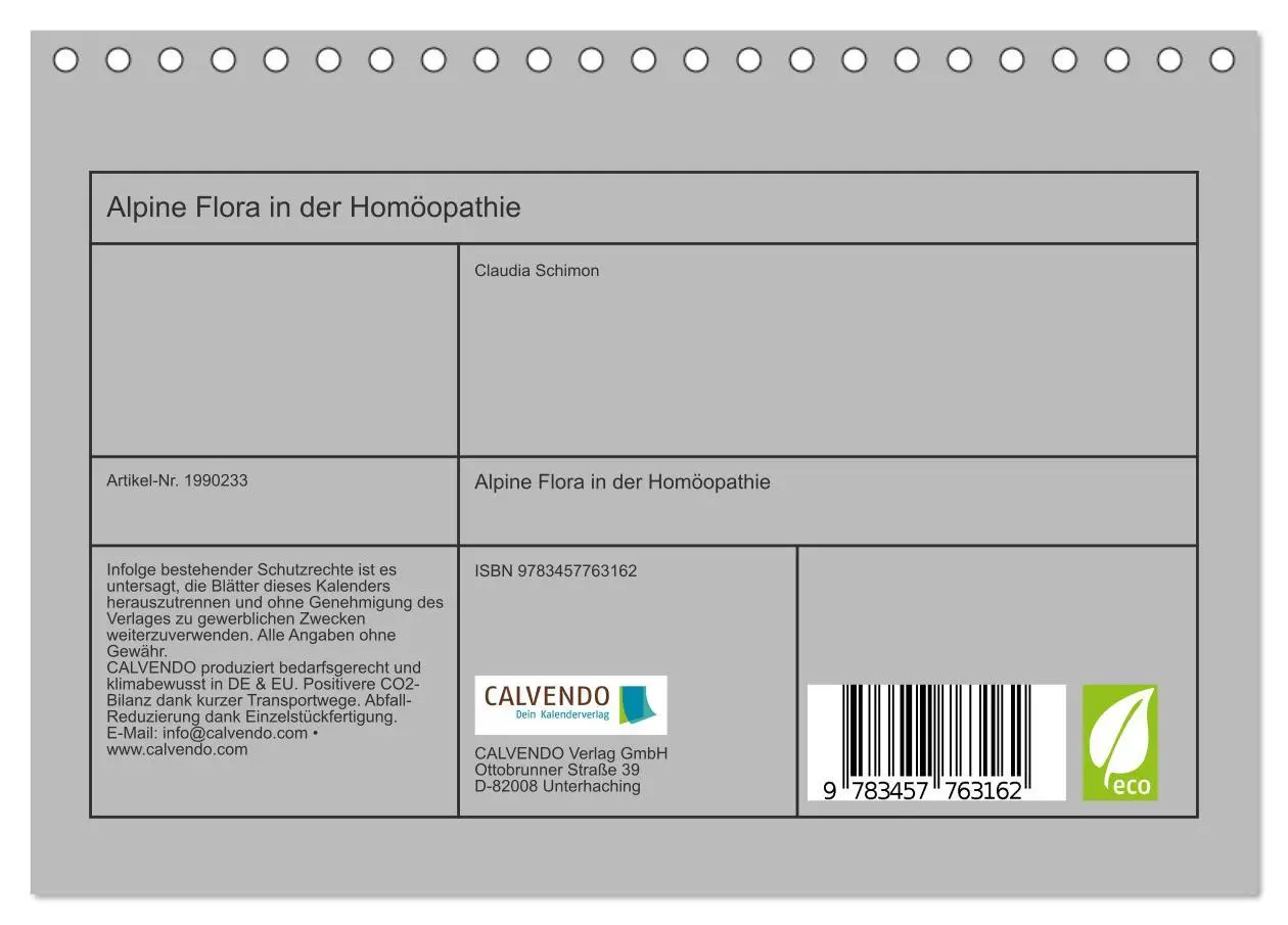 Bild: 9783457763162 | Alpine Flora in der Homöopathie (Tischkalender 2026 DIN A5 quer),...