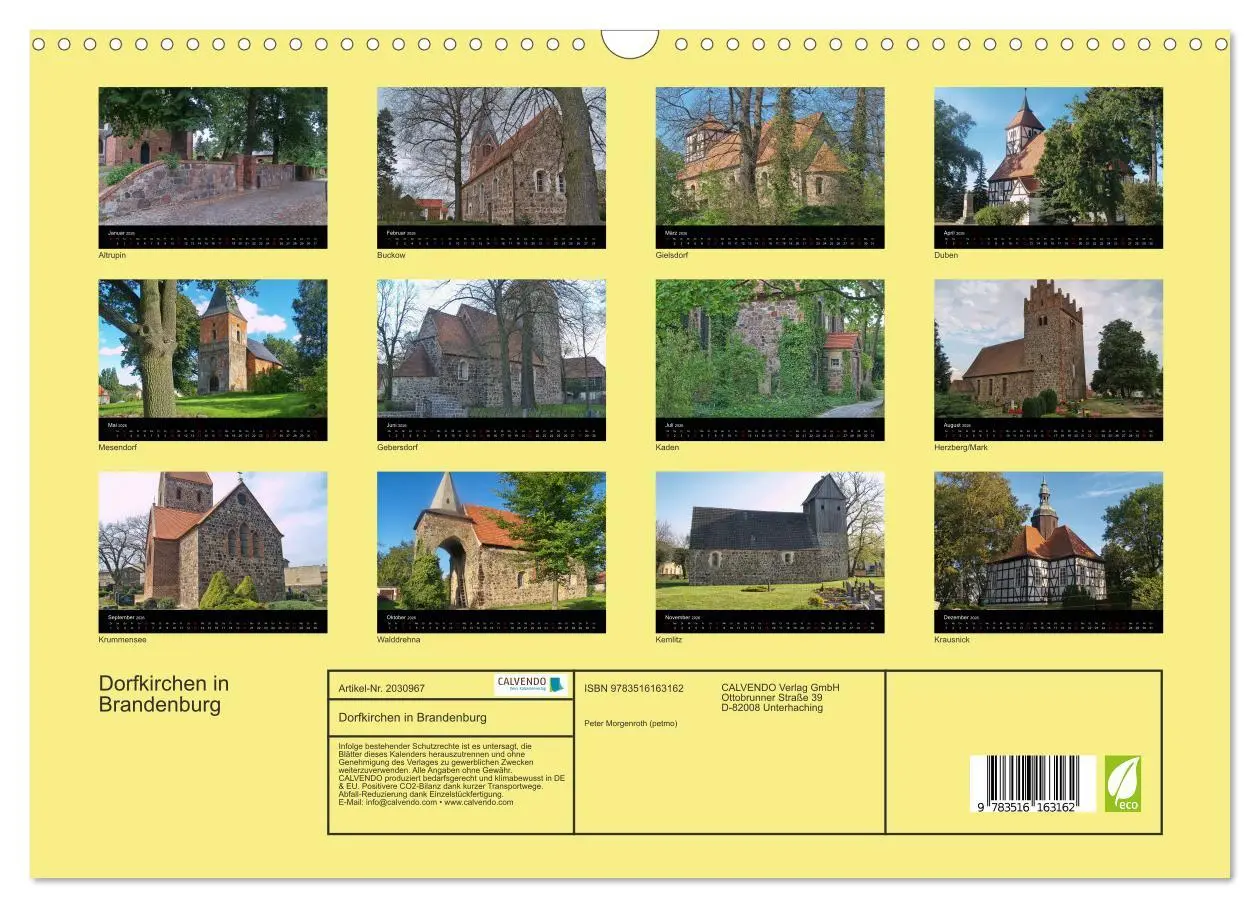 Bild: 9783516163162 | Dorfkirchen in Brandenburg (Wandkalender 2026 DIN A3 quer),...