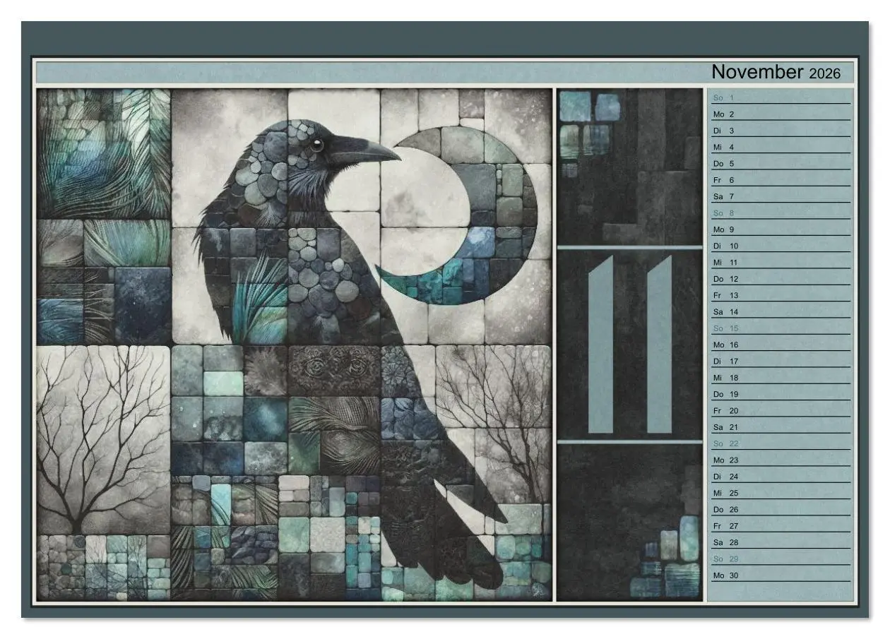 Bild: 9783516613162 | Krähen. Verborgene Farbnuancen. Kunst. (Tischkalender 2026 DIN A5...