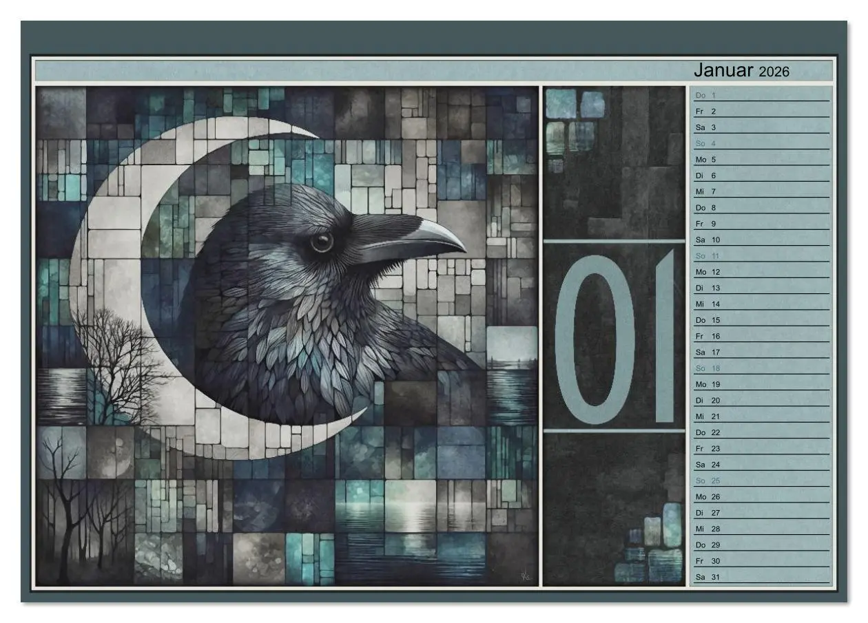 Bild: 9783516613162 | Krähen. Verborgene Farbnuancen. Kunst. (Tischkalender 2026 DIN A5...