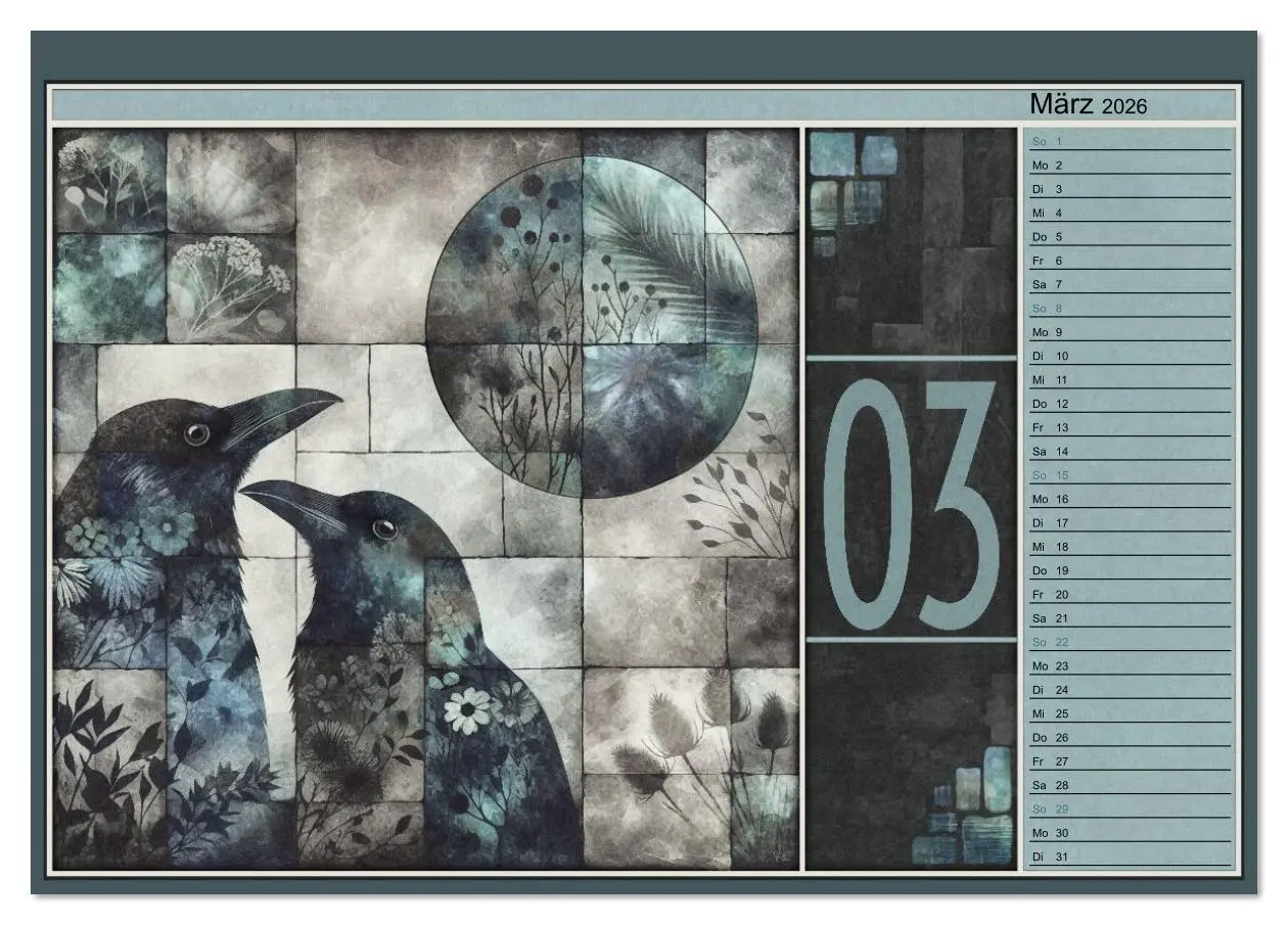 Bild: 9783516613162 | Krähen. Verborgene Farbnuancen. Kunst. (Tischkalender 2026 DIN A5...